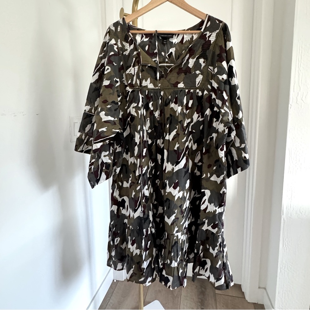 New Women's Plus Size Camo Fully Lined Mini Dress Bell Sleeves Size 18 Size 20